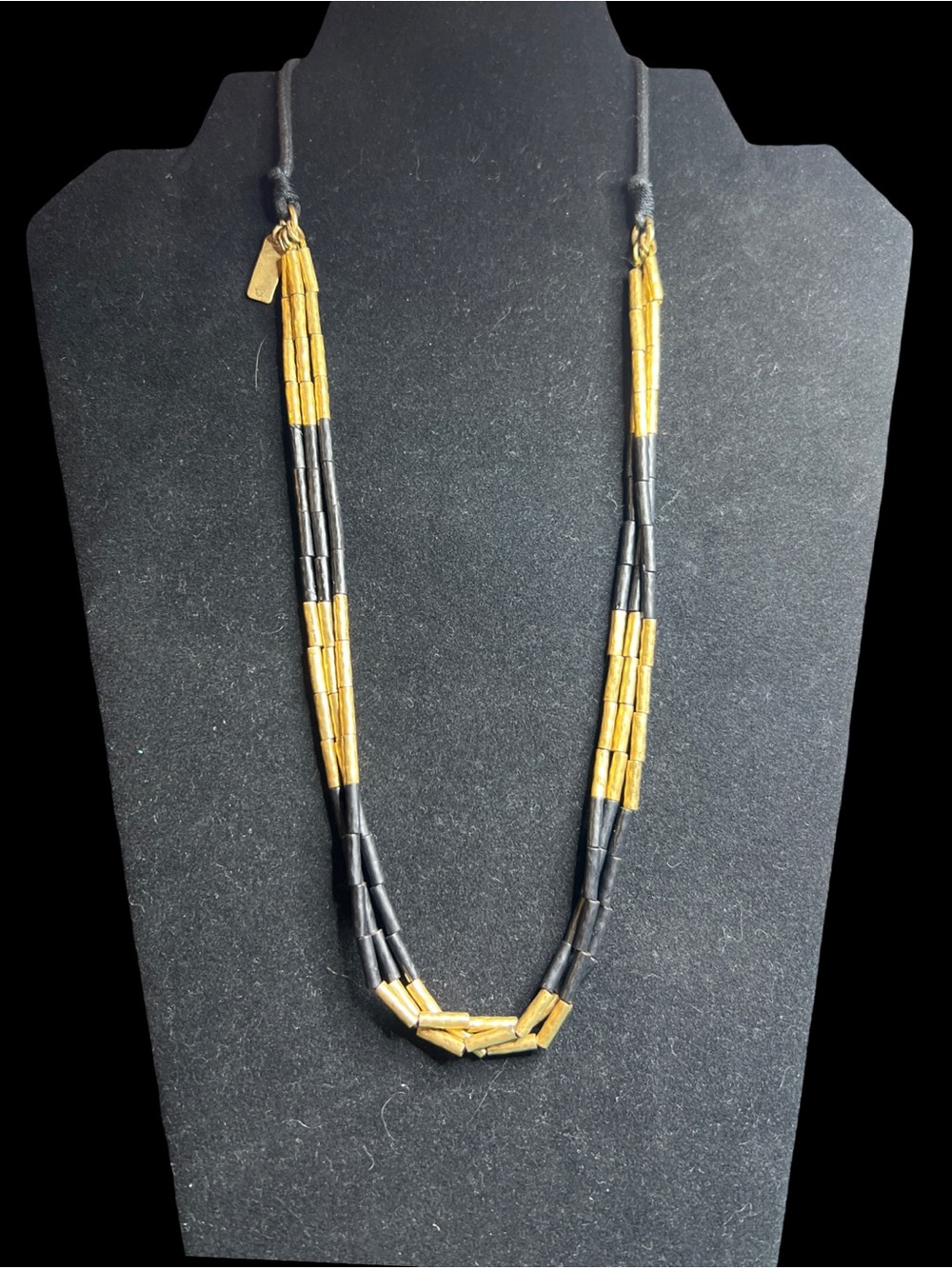 Madewell 1937 Black Gold multi-strand beaded Adjustable cord necklace